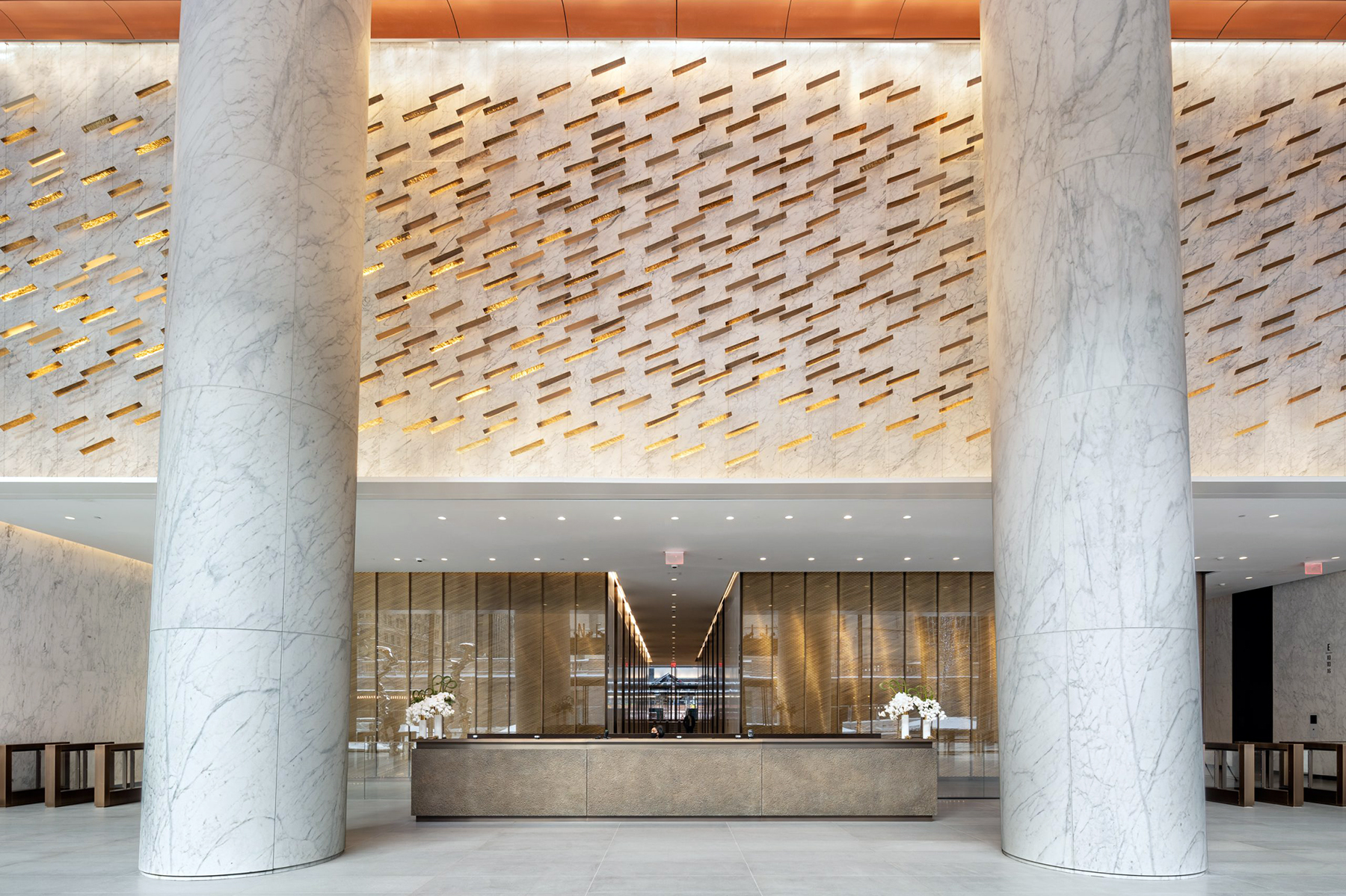 7 Caldia® columns in the lobby of One Vanderbilt